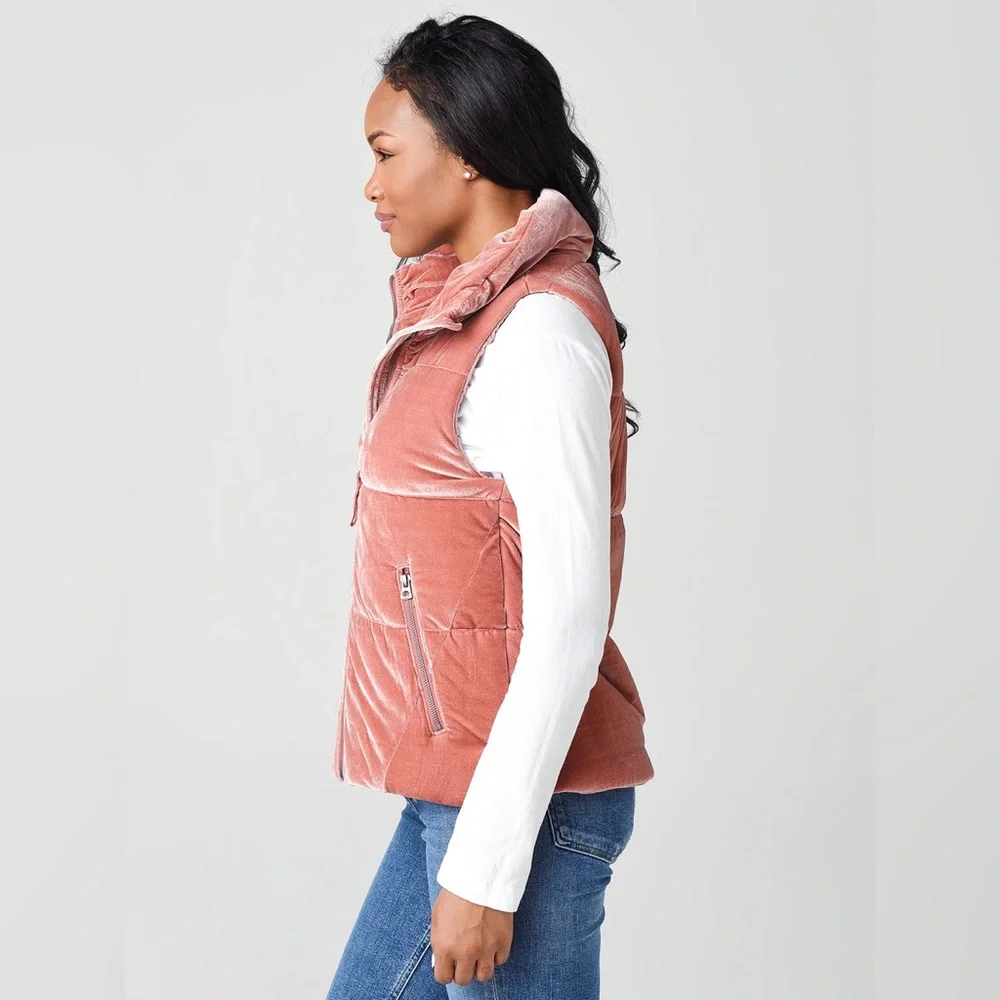 DYLAN Vintage Velvet Puffer Vest Women’s Size Medium - Picture 11 of 12